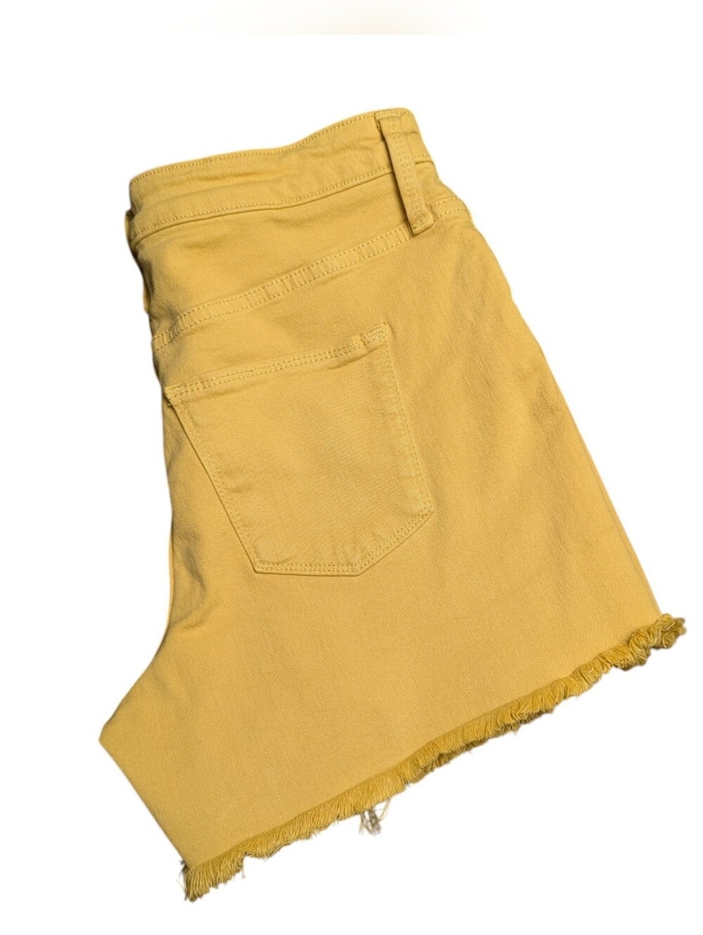 Universal Thread Mustard Yellow Frayed-Hem Denim Shorts